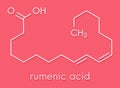 Rumenic acid bovinic acid, conjugated linoleic acid, CLA fatty acid molecule. Skeletal formula. Royalty Free Stock Photo