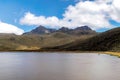 Limpiopungo lake and Ruminahui volcano, Ecuador. Royalty Free Stock Photo