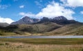 Limpiopungo lake and Ruminahui volcano, Ecuador. Royalty Free Stock Photo