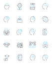 Rumination linear icons set. Overthinking, Reflection, Contemplation, Obsession, Pondering, Meditating, Mulling line