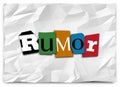 Rumor Cut Out Letters Ransom Note Gossip Lies Misinformation Spreading Royalty Free Stock Photo