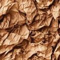 ?rumpled brown paper seamless texture and background, neural network generated photorealistic image