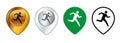 Run area map pinpoint marker location running zone healthy activity athlete runner place design set collection