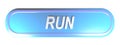 RUN blue rounded rectangle push button - 3D rendering illustration Royalty Free Stock Photo