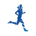 Run. Blue running woman, abstract silhouette Royalty Free Stock Photo