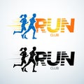 Run club logo template. Sport logotype template, sports club, running club and fitness logo design template. Man and woman