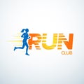 Run club logo template. Sport logotype template, sports club, running club and fitness logo design template. Royalty Free Stock Photo