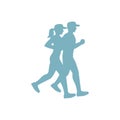 Run couple blue silhouette