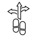 Run direction icon outline vector. Choose opportunity
