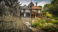 Abandoned Run-down Country House Before And After Renovation Construction - Generative AI Royalty Free Stock Photo