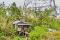 Run Down House on the Batture of the Mississippi River in New Orleans Royalty Free Stock Photo