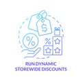 Run dynamic storewide discounts blue gradient concept icon