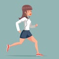 Run female fitness girl woman sport character retro healthy lifestyle cartoon design vector illustration