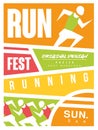 Run fest colorful poster, template for sport event, championship, tournament, can be used for card, banner, print