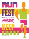 Run fest, keep running colorful poster, template for sport event, championship, tournament, can be used for card, banner