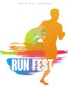 Run fest original gesign, colorful poster template for sport event, marathon, championship, can be used for card, banner