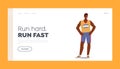 Run Hard, Run Fast Landing Page Template. Basketball Player Wear Uniform, African Sportsman Male Character Posing