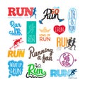 Run Icons Set. Inscriptions and Pictures of Runer