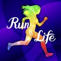 Run is Life. Sport motivation lettering poster