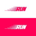 Run Logo. Dynamic Sport Icon. Letters and Movement Symbol. Emblem for Sport Brand.