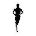 Run logo, running man, front view isolated vector silhouette. Marathon logo Royalty Free Stock Photo