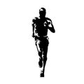 Run logo, running man, front view isolated vector silhouette Royalty Free Stock Photo
