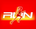 Run logo template. Sport logotype template, sports club, running club and fitness logo design template. Woman run logotype.