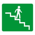 run man in the stairs. exit sign on for fire emergency. Royalty Free Stock Photo