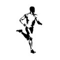 Run. Marathon runner, isolated vector silhouette, ink drawing