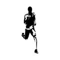 Run. Marathon runner, isolated vector silhouette, ink drawing