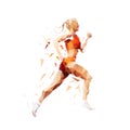 Run, running woman, isolated low poly vector illustration, side view Royalty Free Stock Photo