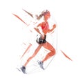 Run, running woman, side view. Abstract isolated vector silhouette Royalty Free Stock Photo