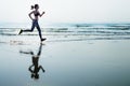 Run Sea Sand Sport Sprint Relax Exercise Beach Concept Royalty Free Stock Photo