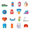 Run sport accessory icons vector set.