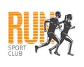 Run Sport Club. Running Man and Woman Logotypes.