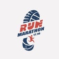 Run symbol in grunge style, marathon icon