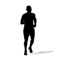 Run, young running boy vector silhouette