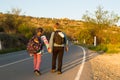 Runaway children on the road Royalty Free Stock Photo