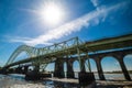 Runcorn, United Kingdom - 05292020 - The Magnificent Silver Jubilee Bridge in Runcorn