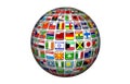 Rund globe with flags