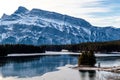 Rundle Mountain as seen from Two Jack Lake. Banff National Park. Alberta, Canada Royalty Free Stock Photo