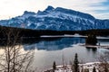 Rundle Mountain as seen from Two Jack Lake. Banff National Park. Alberta, Canada Royalty Free Stock Photo