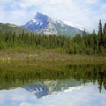 Rundle mountain and its reflection. Royalty Free Stock Photo