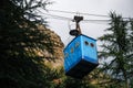 Rundown aerial old cable car in Chiatura. Industrial landmark of Georgia.