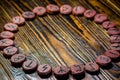 Rune circle on a wooden table, Elder Futhark