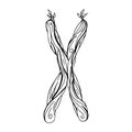Rune Gebo or Gyfu. Wooden doodle style. A magical amulet of partnership and union. Elder futhark. The alphabet is Nordic