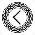 Rune Kenaz Kanu in a circle - an ancient Scandinavian symbol or sign, amulet. Viking writing. Hand drawn outline vector