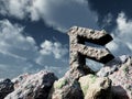 Rune rock under cloudy blue sky Royalty Free Stock Photo