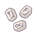 Rune stones color icon. Scandinavian, nordic runestones. Viking alphabet stones with runic inscription. Rune reading