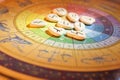 Rune Stones and Zodiac Wheel Royalty Free Stock Photo